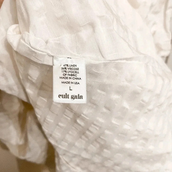 Cult Gaia Simona white linen off shoulder midi Dress size Large - Picture 7 of 16